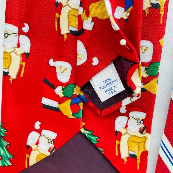 Lot of 2- Jos A Bank Necktie Striped 100% Silk/Noel Christmas Design Polyester - Picture 11 of 16